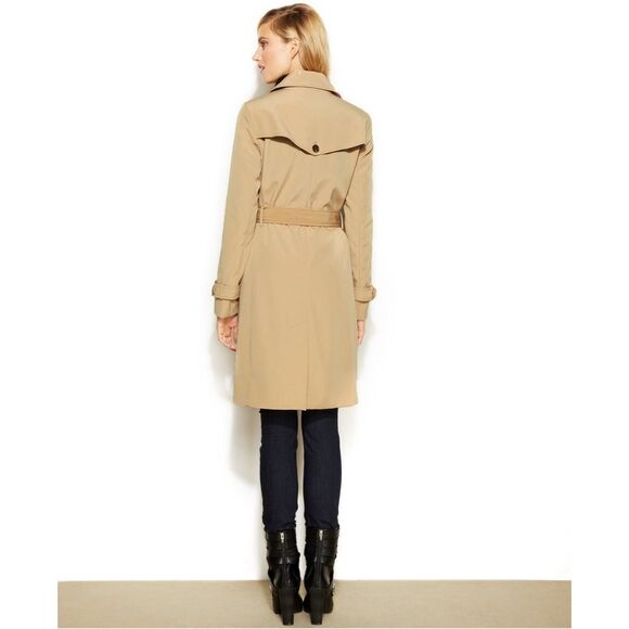 New! CALVIN KLEIN Women's Belted Trench Coat Long Jacket Size XL Color Khaki - Picture 4 of 4